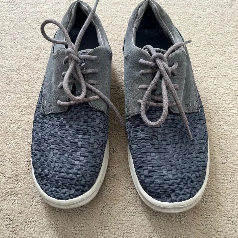 UGG Hepner Men’s 8.5 Woven Casual Shoes Gray Leather Suede Comfort - Picture 3 of 16